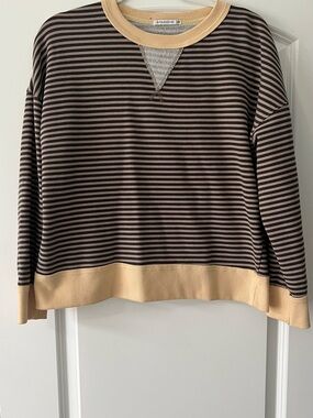 Staccato Brown & Beige Striped Crewneck